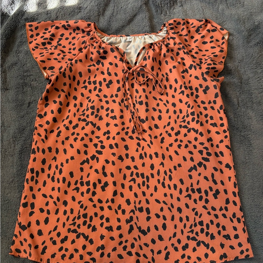 Leopard Print Orange Blouse